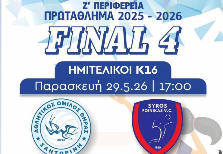 Στη Σαντορίνη το final four της Κ16 της Ζ’ Περιφέρειας 