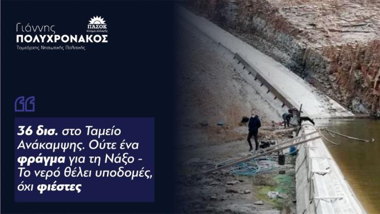 “36 δισ. Στο Ταμείο Ανάκαμψης. Ούτε ένα φράγμα για τη Νάξο - Το νερό θέλει υποδομές, όχι φιέστες”