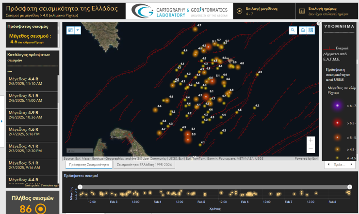 Πανεπιστήμιο Αιγαίου: Πλατφόρμα χαρτογράφησης και ανάλυσης των σεισμών