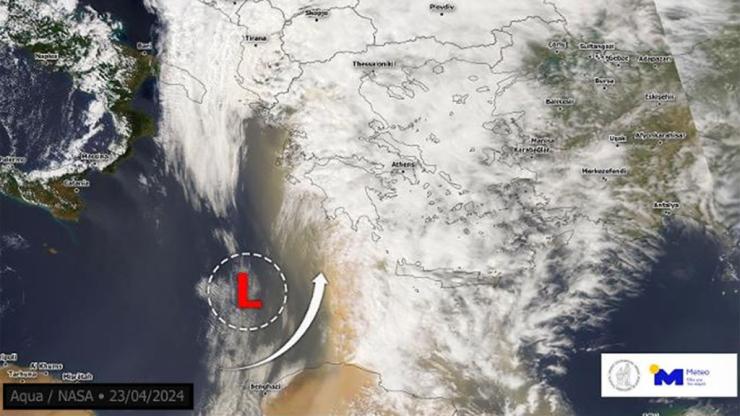 Ελλάδα: H επέλαση της αφρικανικής σκόνης όπως αποτυπώθηκε από τον δορυφόρο