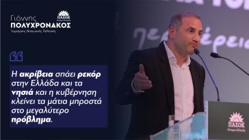 "Η ακρίβεια σπάει ρεκόρ στην Ελλάδα και τα νησιά και η κυβέρνηση κλείνει τα μάτια μπροστά στο μεγαλύτερο πρόβλημα"