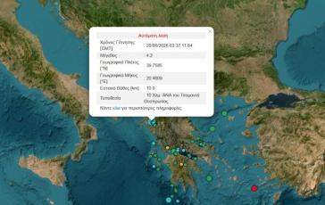 Σεισμός 4,2 Ρίχτερ στη Θεσπρωτία