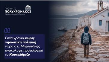 Γ. Πολυχρονάκος : «Επτά χρόνια χωρίς νησιωτική πολιτική τώρα ο κ. Μητσοτάκης ανακάλυψε προεκλογικά το Καστελόριζο»