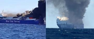 Συγκλονιστικές εικόνες από το φλεγόμενο BLUE CARRIER 2