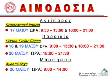 Ενημέρωση για τους εθελοντές αιμοδότες