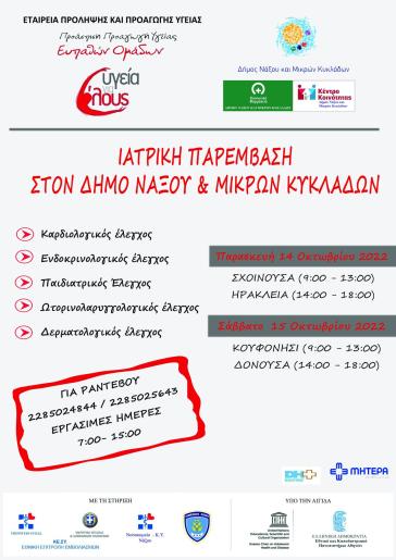 Πρόγραμμα ιατρικής παρέμβασης στον Δήμο Νάξου και Μικρών Κυκλάδων