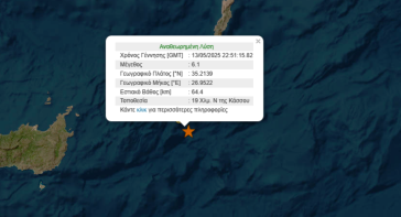 Καθησυχαστικοί οι σεισμολόγοι για τα 6,1 Ρίχτερ στα ανοιχτά της Κάσου